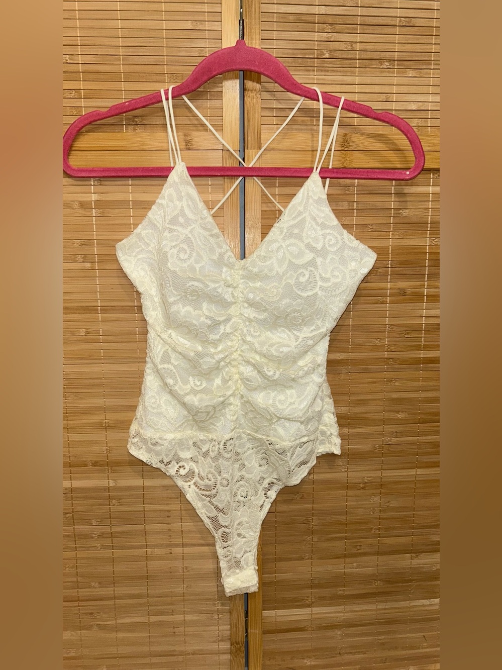 O’ Delilah cream lace bodysuit strappy tank top cottagecore Fairycore woman’s S